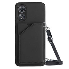 Soft Luxury Leather Snap On Case Cover YB3 for Oppo A78 5G Black