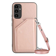 Soft Luxury Leather Snap On Case Cover YB3 for Samsung Galaxy A25 5G Rose Gold