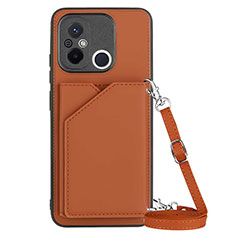 Soft Luxury Leather Snap On Case Cover YB3 for Xiaomi Poco C55 Brown
