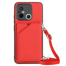 Soft Luxury Leather Snap On Case Cover YB3 for Xiaomi Poco C55 Red