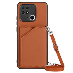 Soft Luxury Leather Snap On Case Cover YB3 for Xiaomi Redmi 10 Power Brown