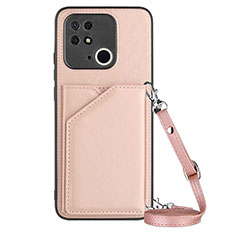 Soft Luxury Leather Snap On Case Cover YB3 for Xiaomi Redmi 10C 4G Rose Gold