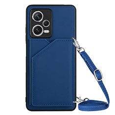 Soft Luxury Leather Snap On Case Cover YB3 for Xiaomi Redmi Note 12 Pro+ Plus 5G Blue