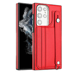 Soft Luxury Leather Snap On Case Cover YB4 for Samsung Galaxy S23 Ultra 5G Red