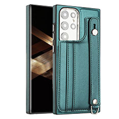 Soft Luxury Leather Snap On Case Cover YB4 for Samsung Galaxy S24 Ultra 5G Green