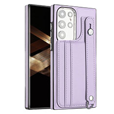 Soft Luxury Leather Snap On Case Cover YB4 for Samsung Galaxy S24 Ultra 5G Purple