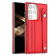 Soft Luxury Leather Snap On Case Cover YB4 for Samsung Galaxy S24 Ultra 5G Red