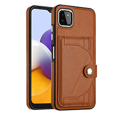 Soft Luxury Leather Snap On Case Cover YB5 for Samsung Galaxy A22 5G Brown
