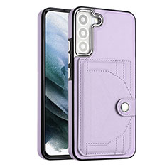 Soft Luxury Leather Snap On Case Cover YB5 for Samsung Galaxy S22 5G Purple