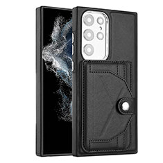 Soft Luxury Leather Snap On Case Cover YB5 for Samsung Galaxy S22 Ultra 5G Black