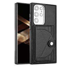 Soft Luxury Leather Snap On Case Cover YB5 for Samsung Galaxy S24 Ultra 5G Black