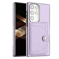 Soft Luxury Leather Snap On Case Cover YB5 for Samsung Galaxy S24 Ultra 5G Purple