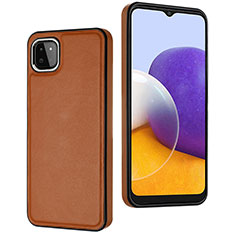 Soft Luxury Leather Snap On Case Cover YB6 for Samsung Galaxy A22 5G Brown