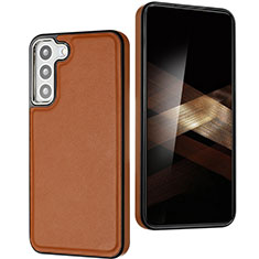 Soft Luxury Leather Snap On Case Cover YB6 for Samsung Galaxy S24 5G Brown