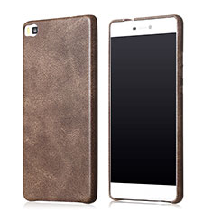 Soft Luxury Leather Snap On Case for Huawei P8 Brown