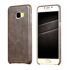 Soft Luxury Leather Snap On Case for Samsung Galaxy C5 SM-C5000 Brown