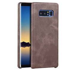 Soft Luxury Leather Snap On Case for Samsung Galaxy Note 8 Brown