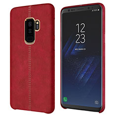 Soft Luxury Leather Snap On Case for Samsung Galaxy S9 Plus Red