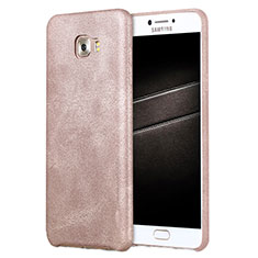 Soft Luxury Leather Snap On Case L01 for Samsung Galaxy C7 Pro C7010 Rose Gold