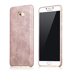Soft Luxury Leather Snap On Case L01 for Samsung Galaxy C9 Pro C9000 Rose Gold