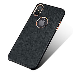 Soft Luxury Leather Snap On Case L04 for Apple iPhone X Black