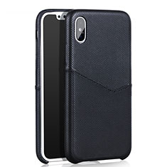 Soft Luxury Leather Snap On Case L05 for Apple iPhone X Black