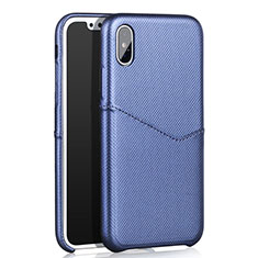 Soft Luxury Leather Snap On Case L05 for Apple iPhone X Blue