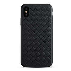 Soft Silicone Gel Leather Snap On Case C01 for Apple iPhone Xs Black