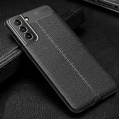 Soft Silicone Gel Leather Snap On Case Cover A01 for Samsung Galaxy S21 5G Black