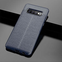Soft Silicone Gel Leather Snap On Case Cover A02 for Samsung Galaxy S10 Blue