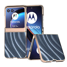 Soft Silicone Gel Leather Snap On Case Cover B05H for Motorola Moto Razr 40 Ultra 5G Blue