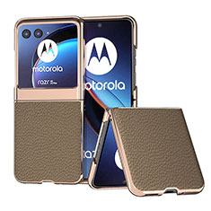 Soft Silicone Gel Leather Snap On Case Cover B06H for Motorola Moto Razr 40 Ultra 5G Brown