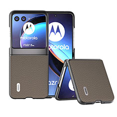 Soft Silicone Gel Leather Snap On Case Cover B10H for Motorola Moto Razr 40 Ultra 5G Khaki