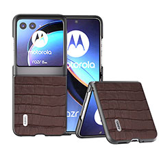 Soft Silicone Gel Leather Snap On Case Cover B11H for Motorola Moto Razr 40 Ultra 5G Brown
