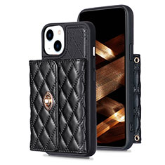 Soft Silicone Gel Leather Snap On Case Cover BF1 for Apple iPhone 13 Black