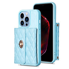 Soft Silicone Gel Leather Snap On Case Cover BF1 for Apple iPhone 13 Pro Blue