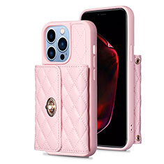 Soft Silicone Gel Leather Snap On Case Cover BF1 for Apple iPhone 13 Pro Rose Gold