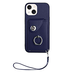 Soft Silicone Gel Leather Snap On Case Cover BF1 for Apple iPhone 14 Blue