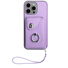 Soft Silicone Gel Leather Snap On Case Cover BF1 for Apple iPhone 14 Pro Purple