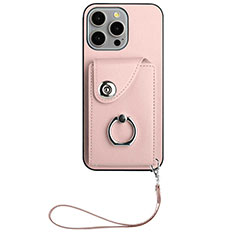 Soft Silicone Gel Leather Snap On Case Cover BF1 for Apple iPhone 15 Pro Rose Gold