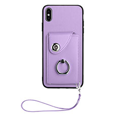 Soft Silicone Gel Leather Snap On Case Cover BF1 for Apple iPhone X Purple