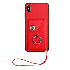 Soft Silicone Gel Leather Snap On Case Cover BF1 for Apple iPhone X Red
