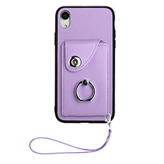 Soft Silicone Gel Leather Snap On Case Cover BF1 for Apple iPhone XR Purple