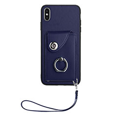 Soft Silicone Gel Leather Snap On Case Cover BF1 for Apple iPhone Xs Max Blue
