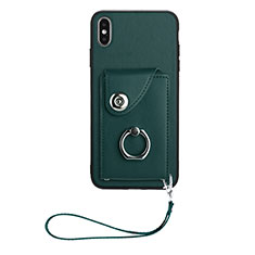 Soft Silicone Gel Leather Snap On Case Cover BF1 for Apple iPhone Xs Midnight Green