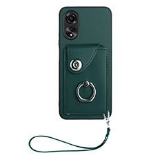 Soft Silicone Gel Leather Snap On Case Cover BF1 for Oppo A17 Green