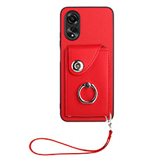 Soft Silicone Gel Leather Snap On Case Cover BF1 for Oppo A17 Red