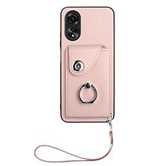 Soft Silicone Gel Leather Snap On Case Cover BF1 for Oppo A17 Rose Gold