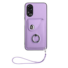 Soft Silicone Gel Leather Snap On Case Cover BF1 for Oppo A18 Purple