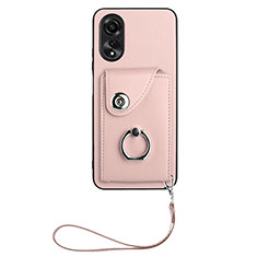 Soft Silicone Gel Leather Snap On Case Cover BF1 for Oppo A58 5G Rose Gold